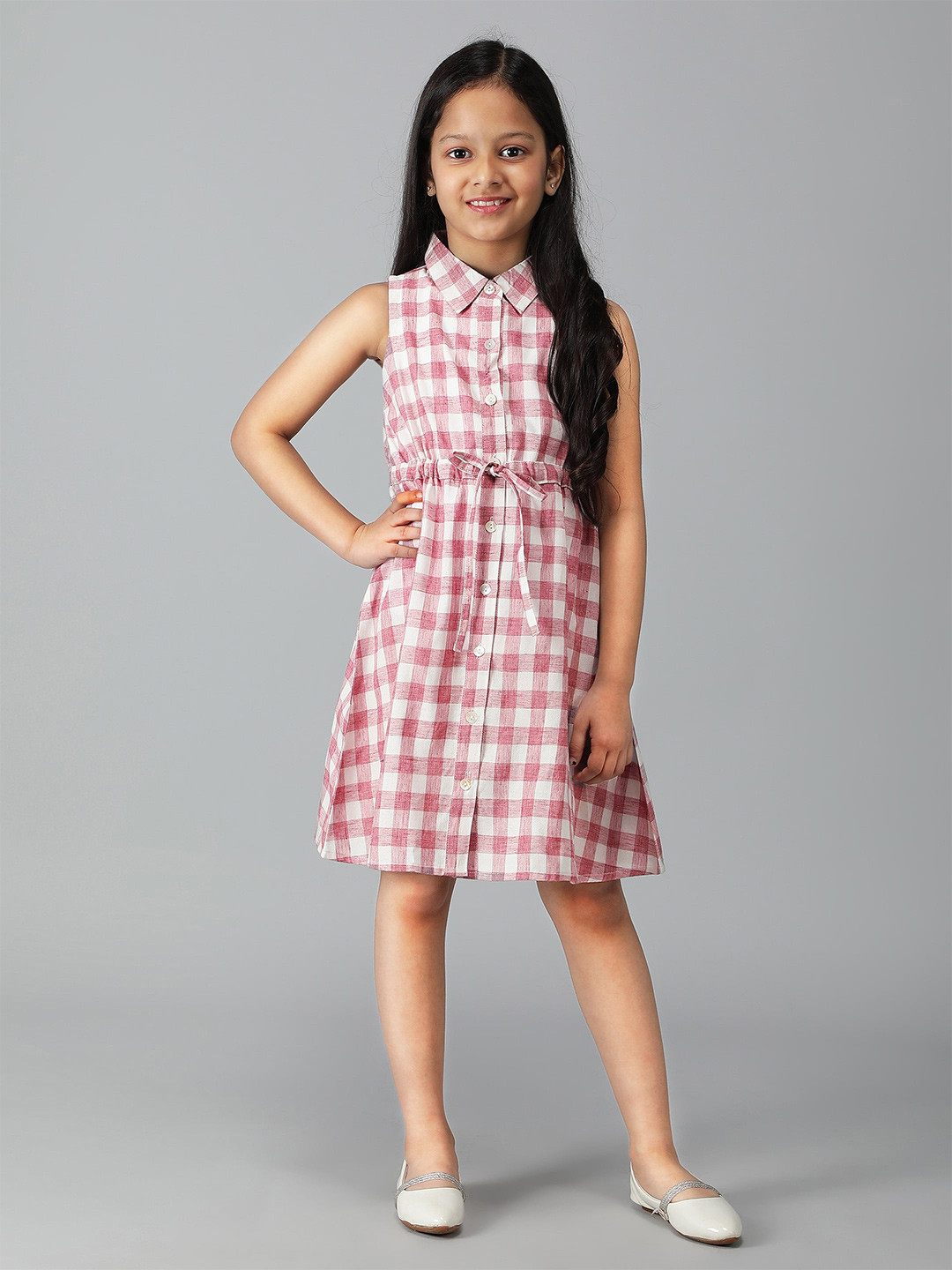 

misbis Girls Checked Shirt Dress, Red