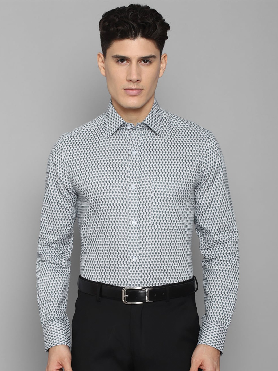 

Louis Philippe Men Printed Formal Cotton Shirt, Grey