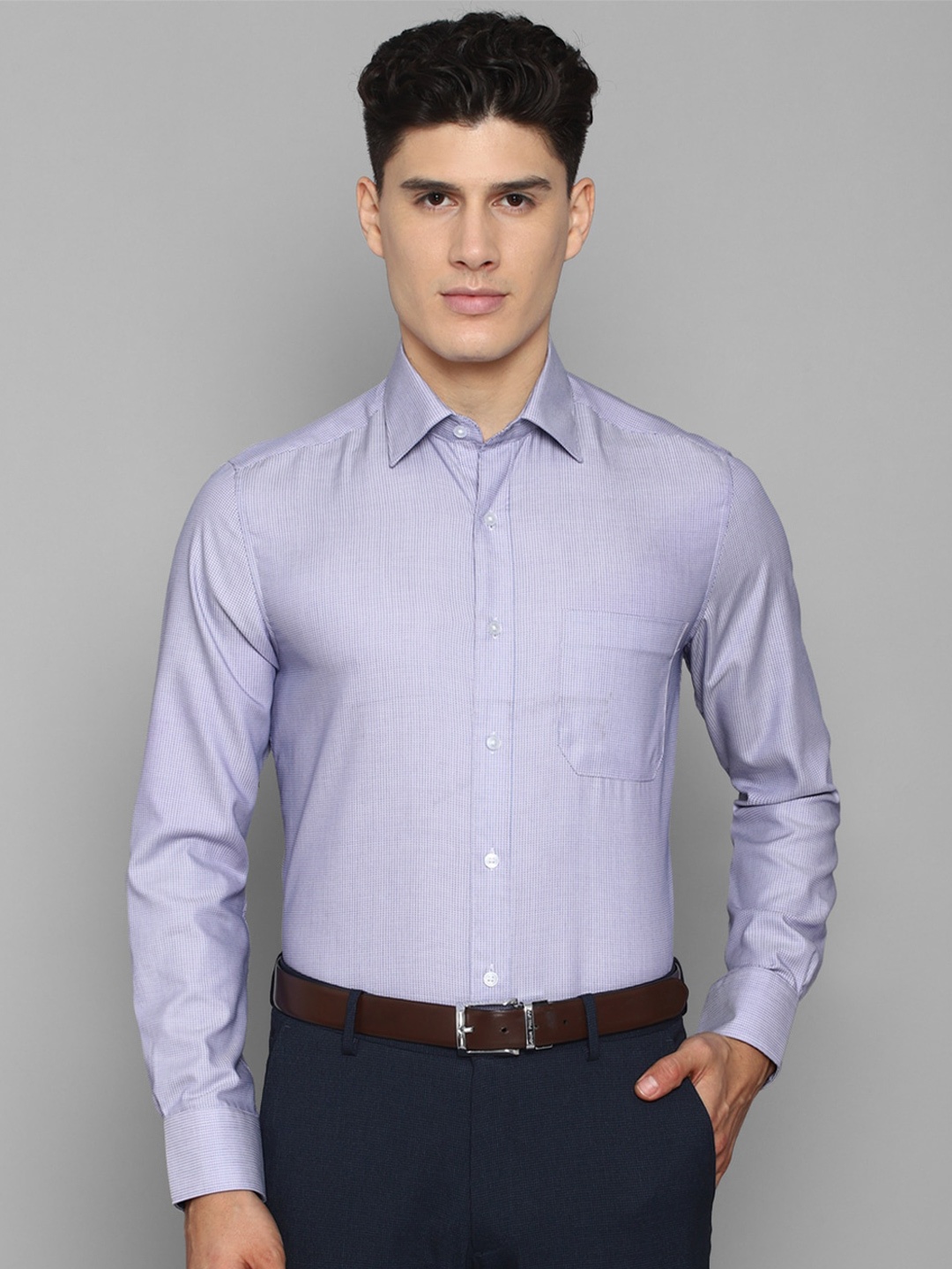 

Louis Philippe Men Formal Pure Cotton Shirt, Blue