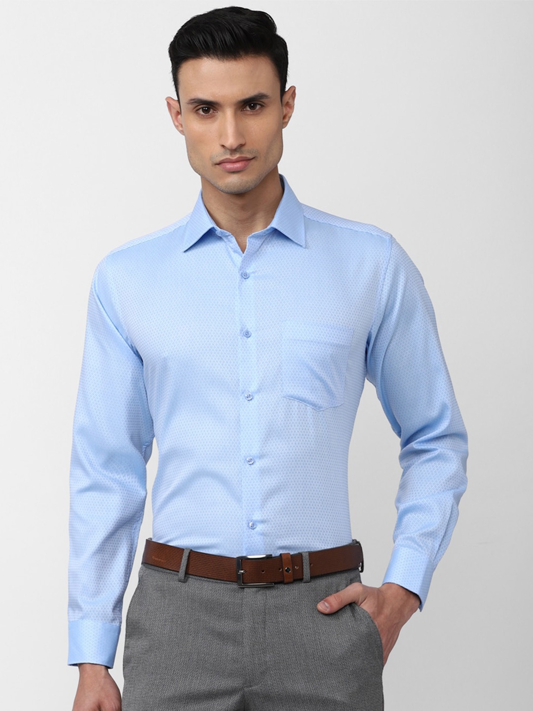 

Van Heusen Men Cotton Formal Shirt, Blue