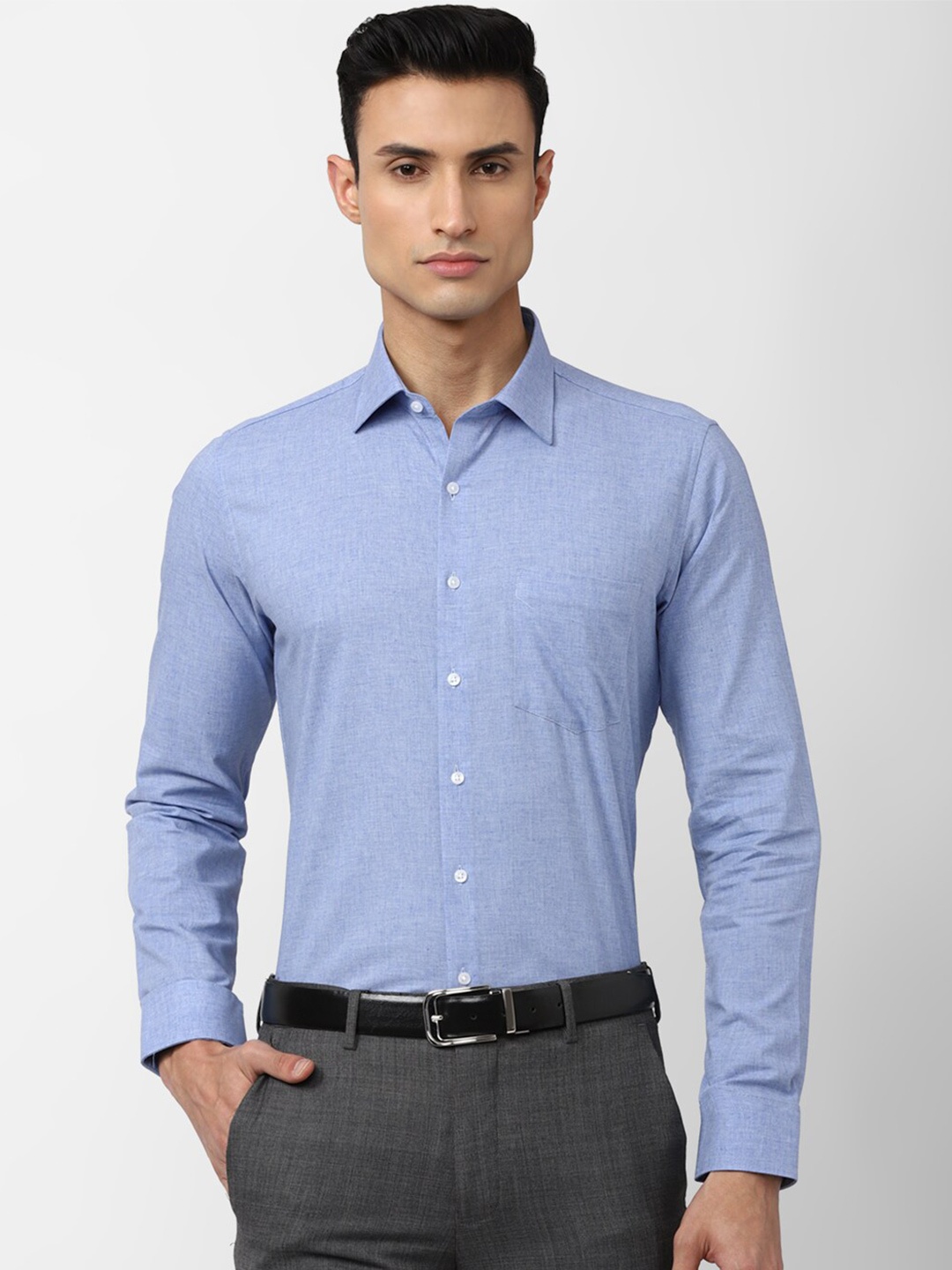 

Van Heusen Men Slim Fit Formal Cotton Shirt, Blue