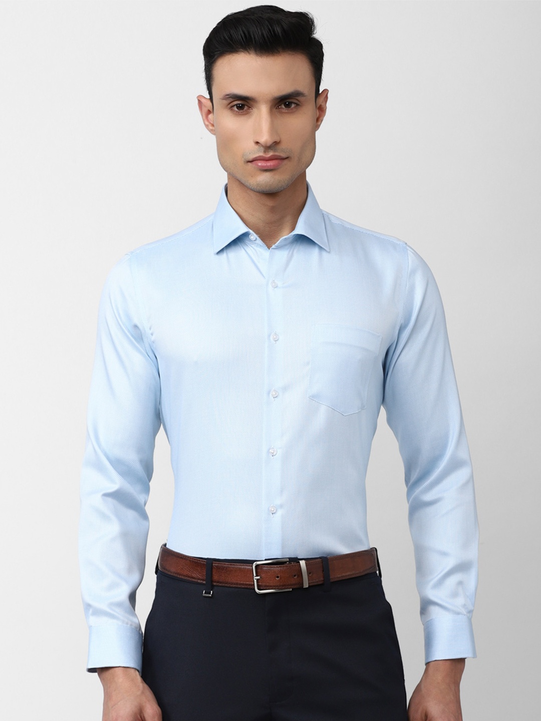 

Van Heusen Men Slim Fit Formal Cotton Shirt, Blue