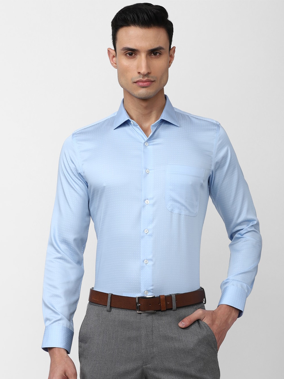 

Van Heusen Men Cotton Slim Fit Formal Shirt, Blue