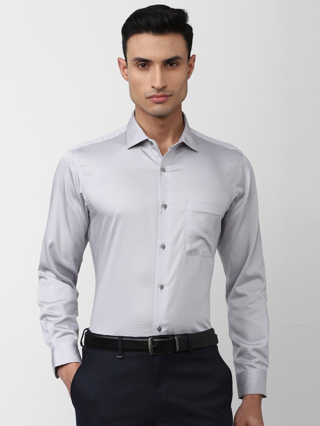 

Van Heusen Men Cotton Printed Formal Shirt, Grey