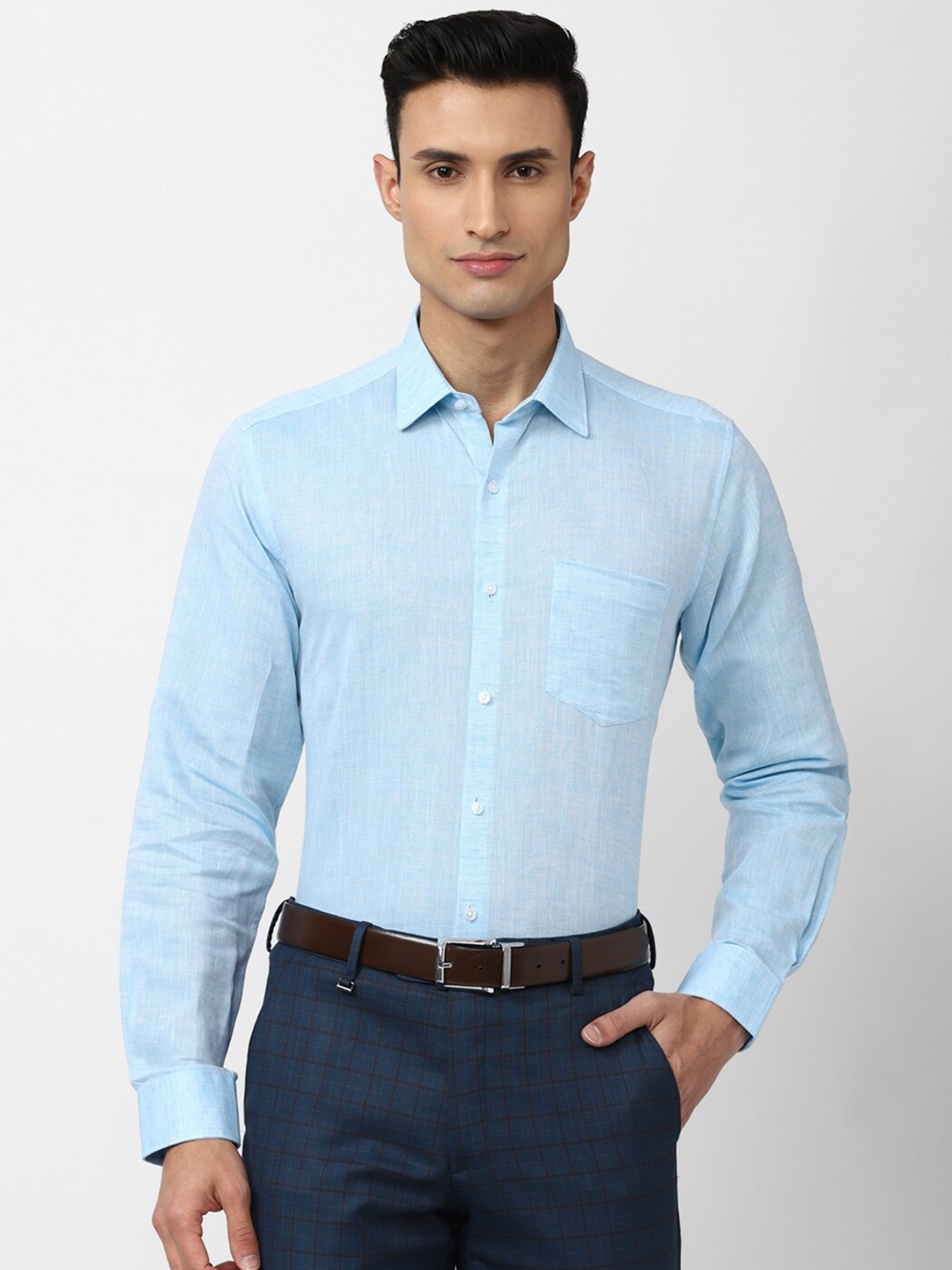 

Van Heusen Men Solid Formal Shirt, Blue
