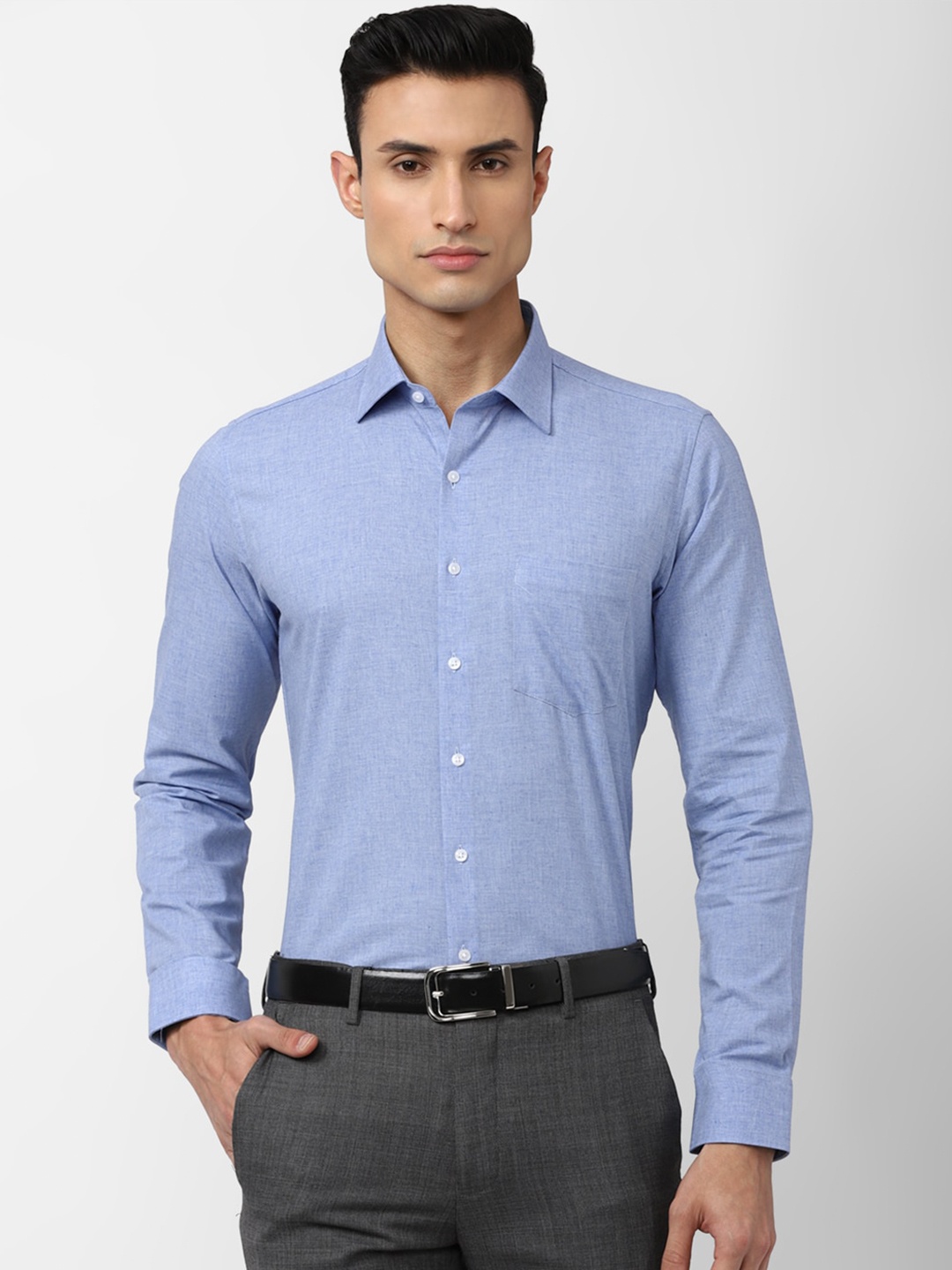 

Van Heusen Men Solid Formal Shirt, Blue