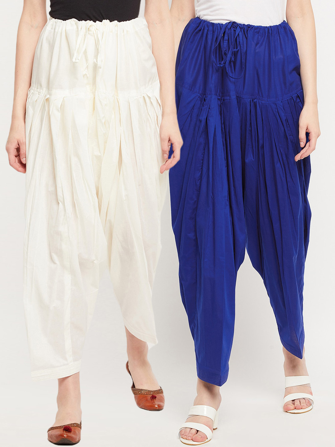

Clora Creation Women Pack Of 2 Pure Cotton Loose Fit Salwar, Cream