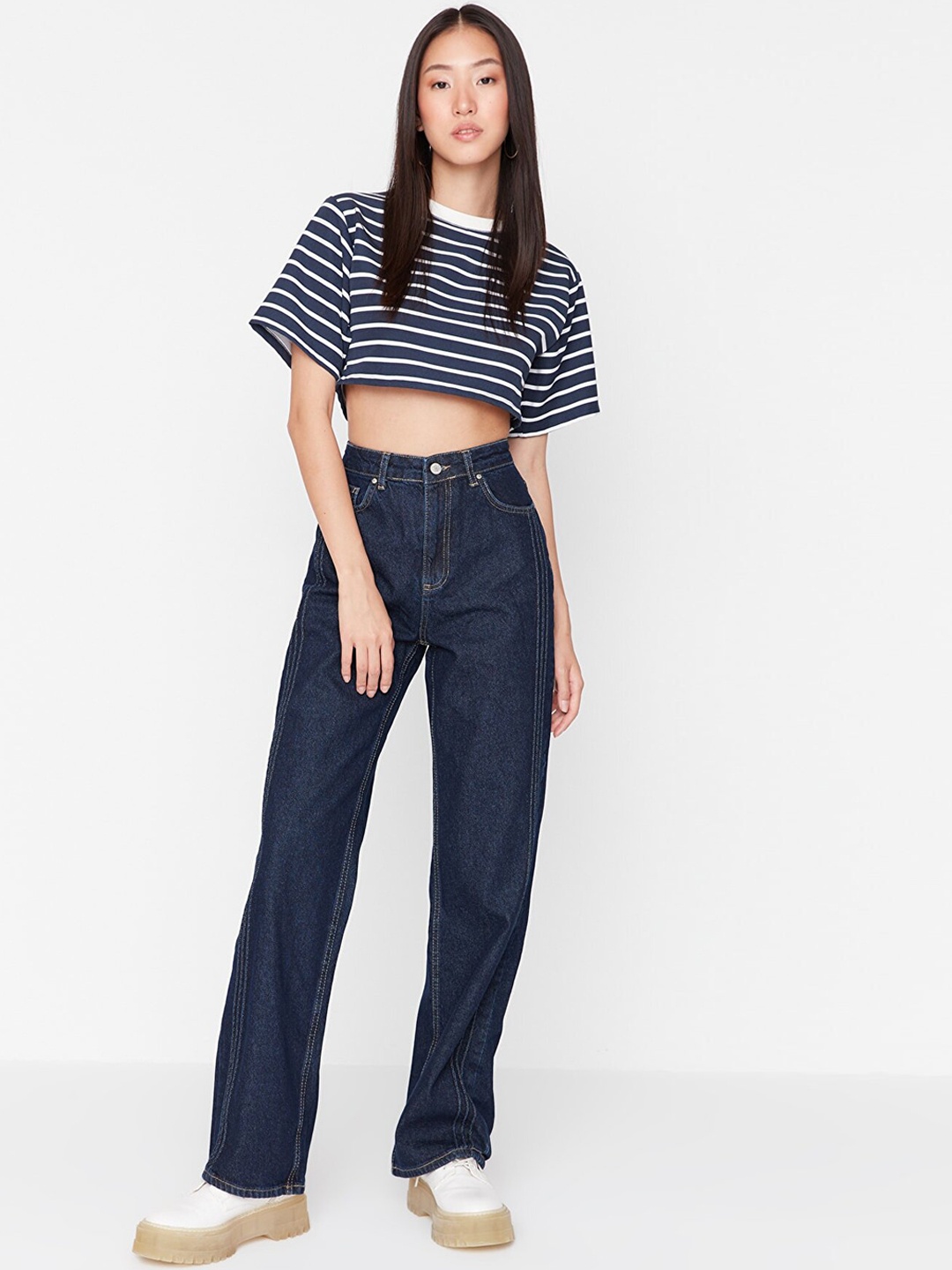 

Trendyol Women High-Rise Jeans, Blue