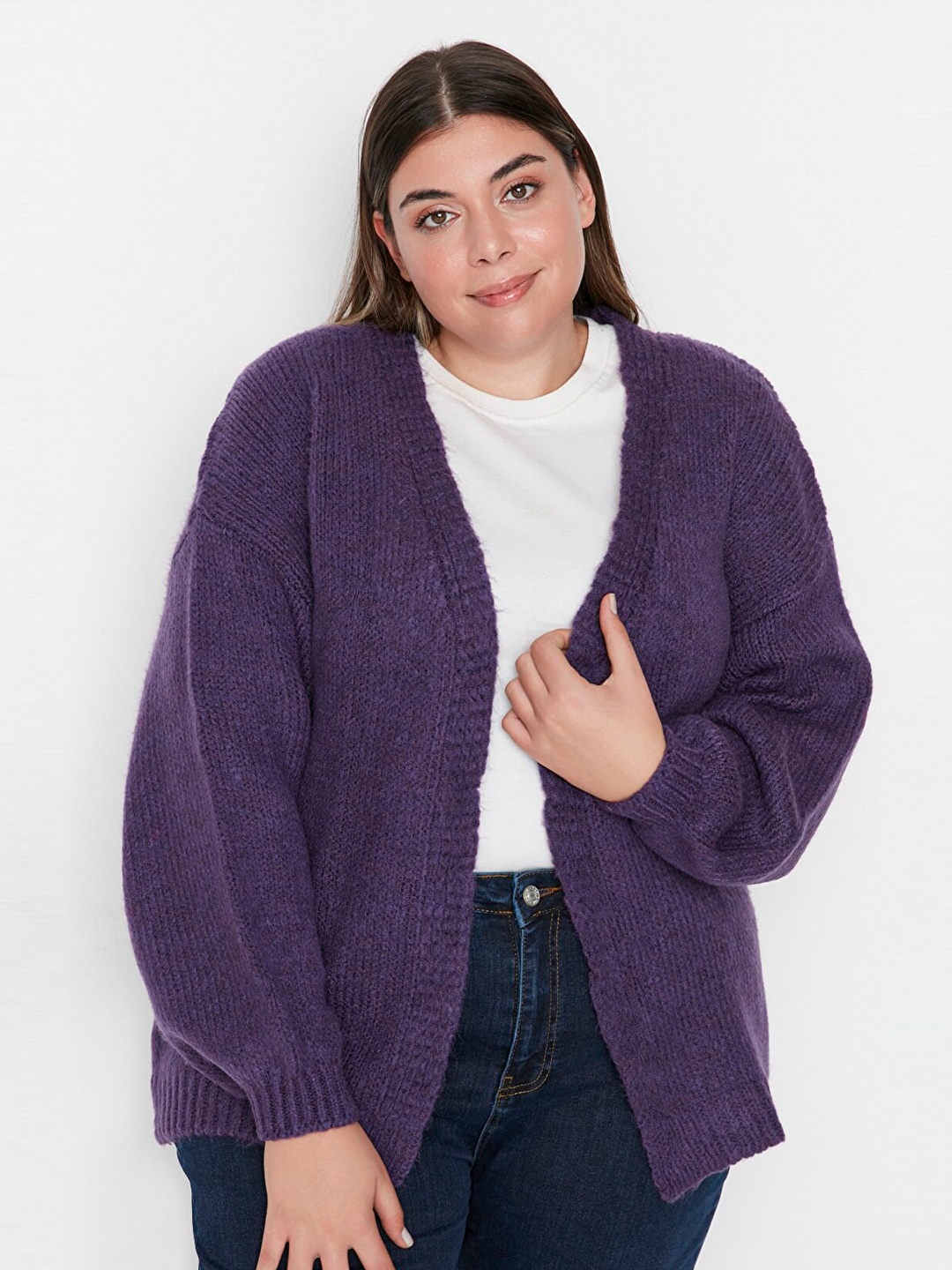 

Trendyol Women Solid Cardigan, Purple