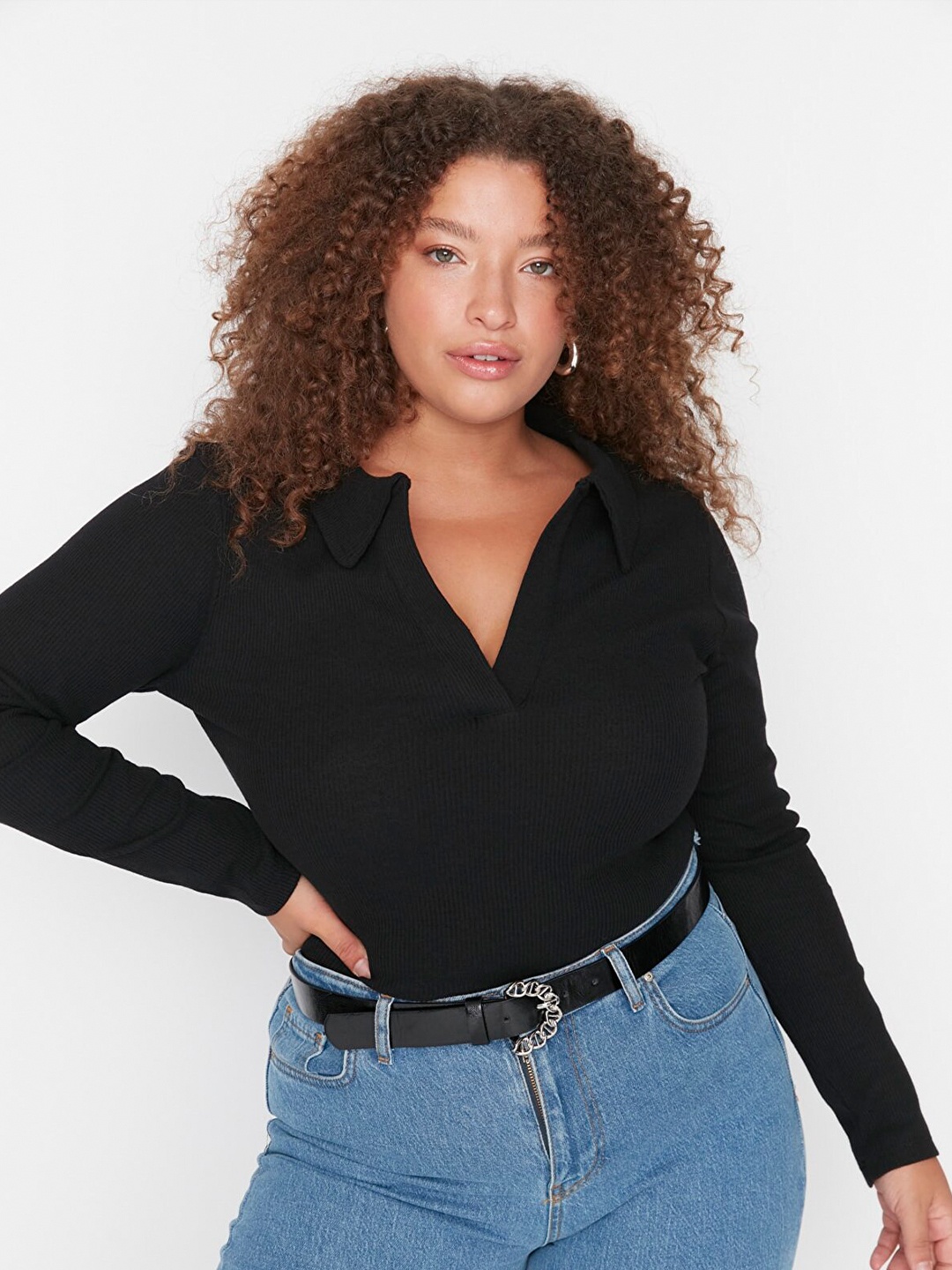 

Trendyol long Sleeved Shirt Style Top, Black