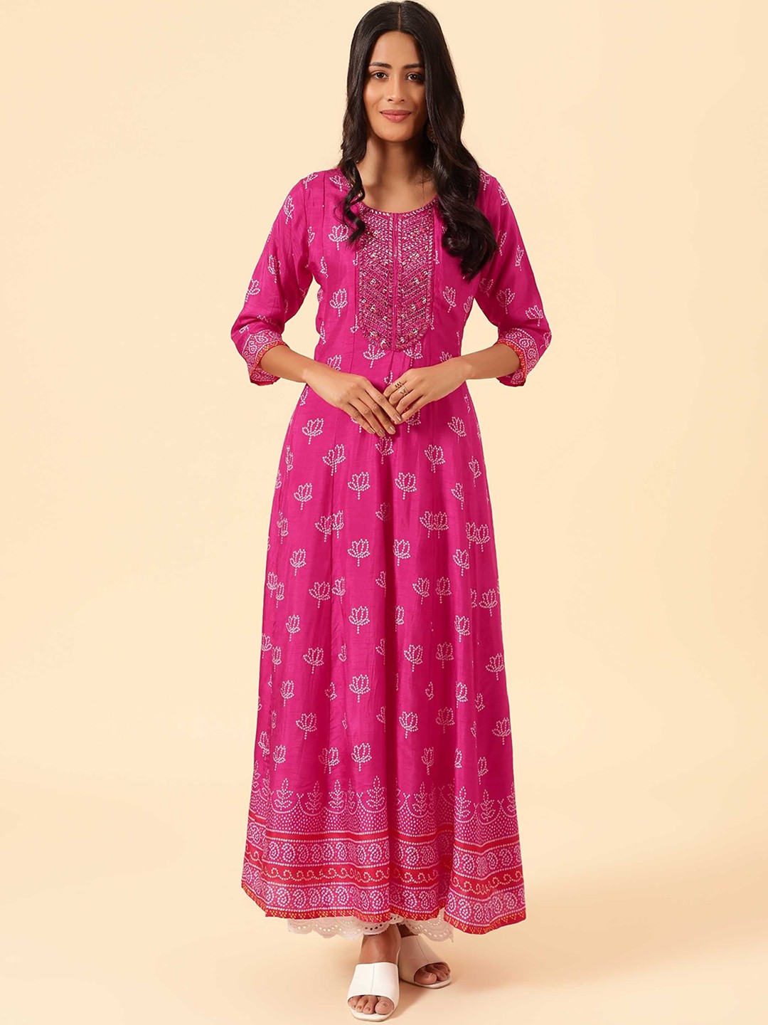 

Meena Bazaar Women Bandhani Printed Kurta, Pink