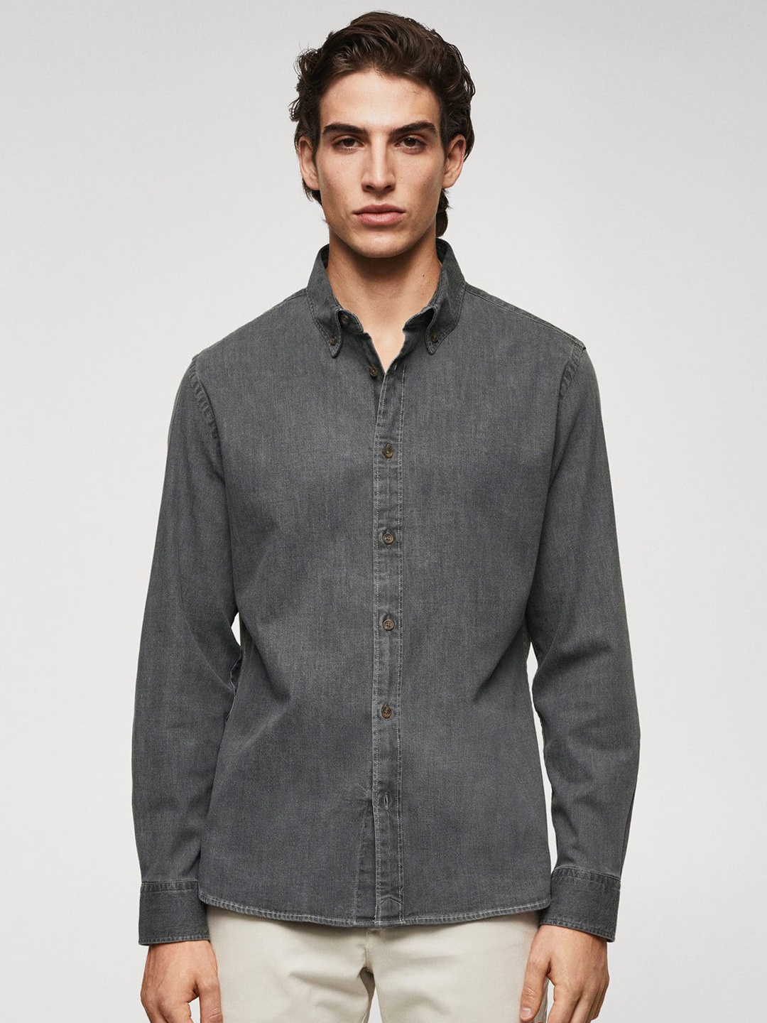 

MANGO MAN Slim Fit Denim Casual Shirt, Charcoal