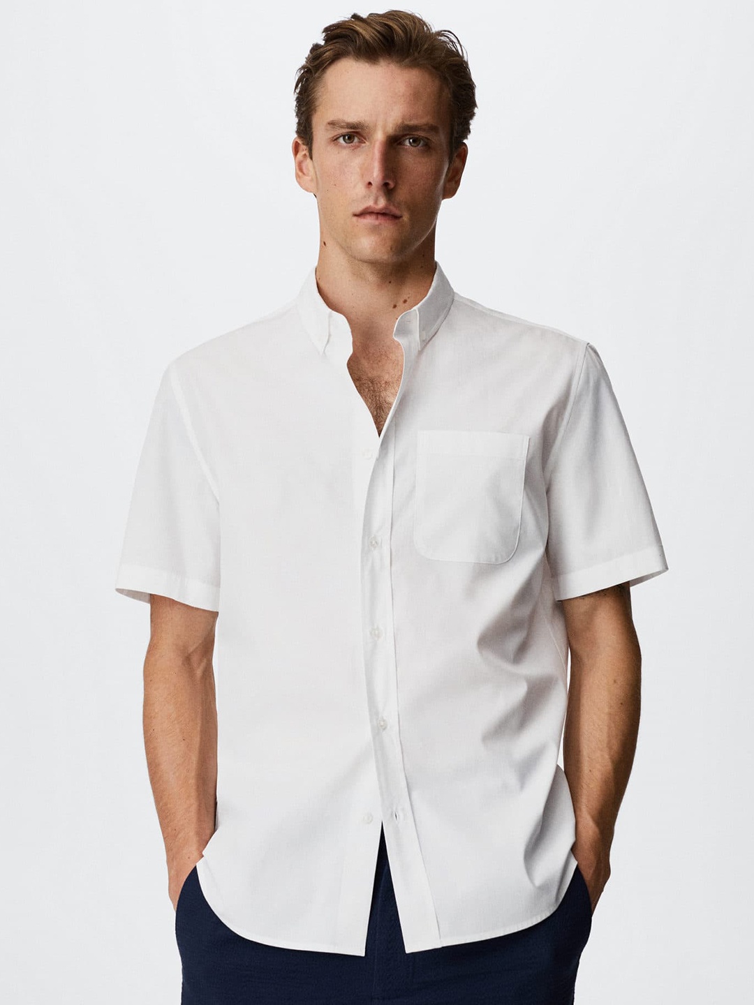 

MANGO MAN Pure Cotton Casual Shirt, White