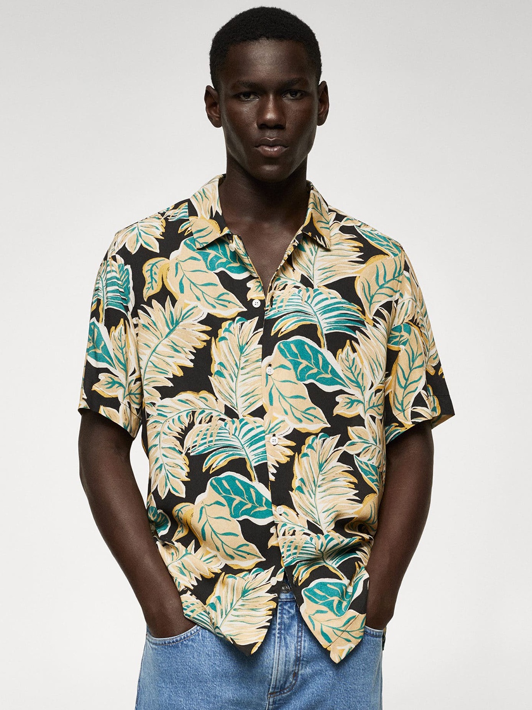 

MANGO MAN Tropical Printed Casual Shirt, Cream