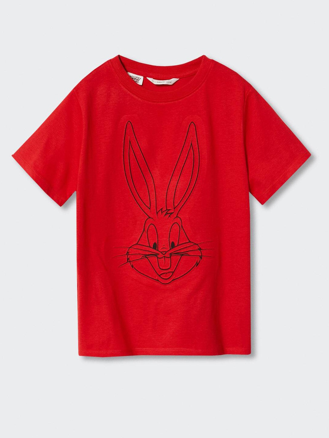 

Mango Kids Boys Bugs Bunny Printed Pure Cotton Sustainable T-shirt, Red