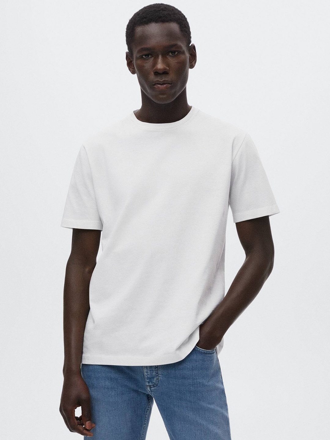 

MANGO MAN Pure Cotton T-shirt, White