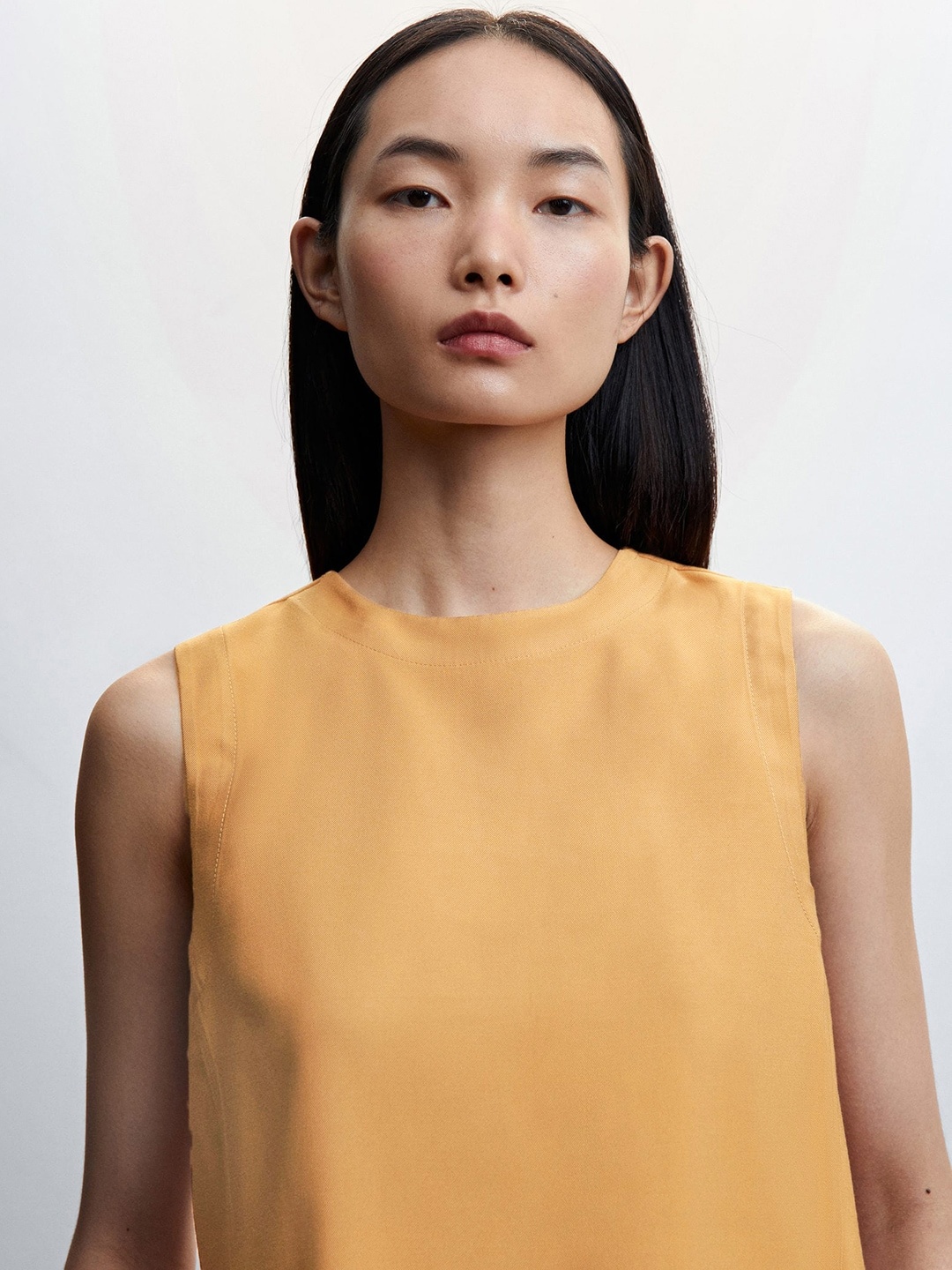 

MANGO Solid Sleeveless Top, Beige