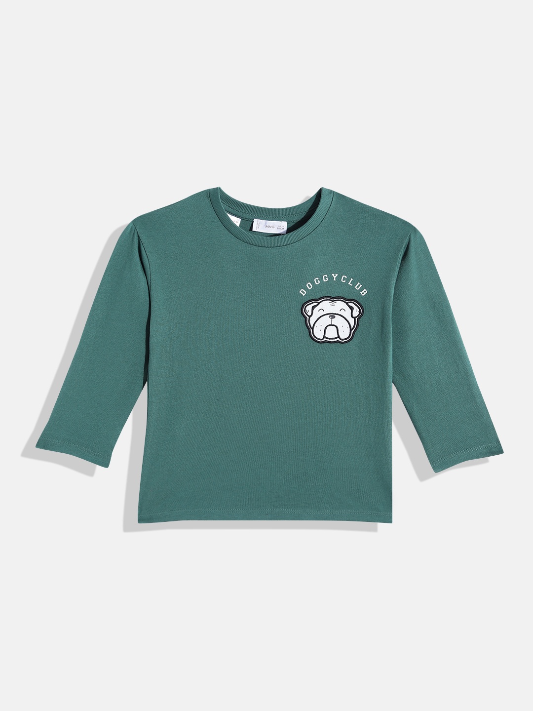 

Mango Kids Boys Pure Cotton Applique Detail Sustainable T-shirt, Green