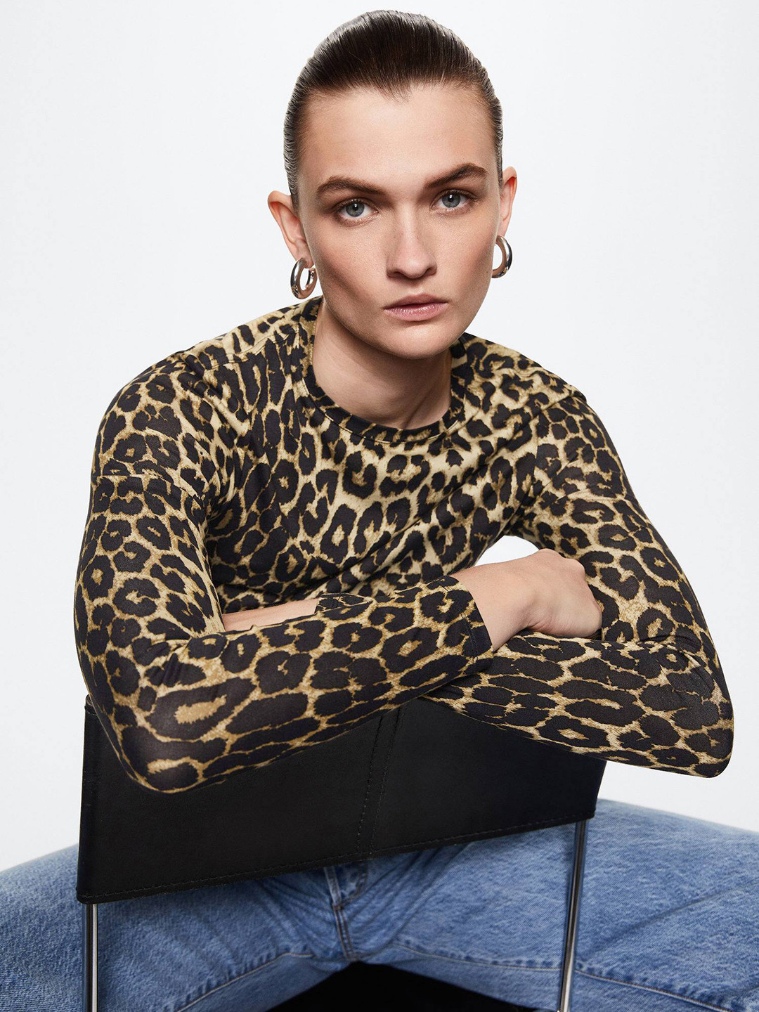

MANGO Women Leopard Print T-shirt, Beige