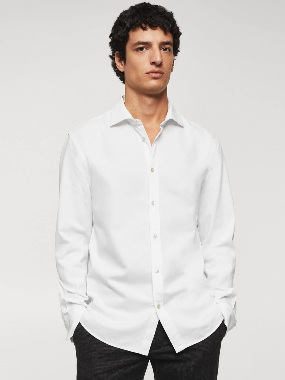

MANGO MAN Cotton Slim Fit Smart Casual Shirt, White