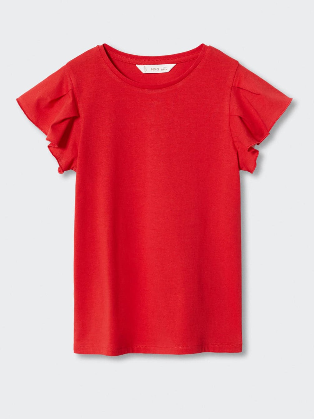 

Mango Kids Girls Pure Cotton Flutter Sleeves Top, Red