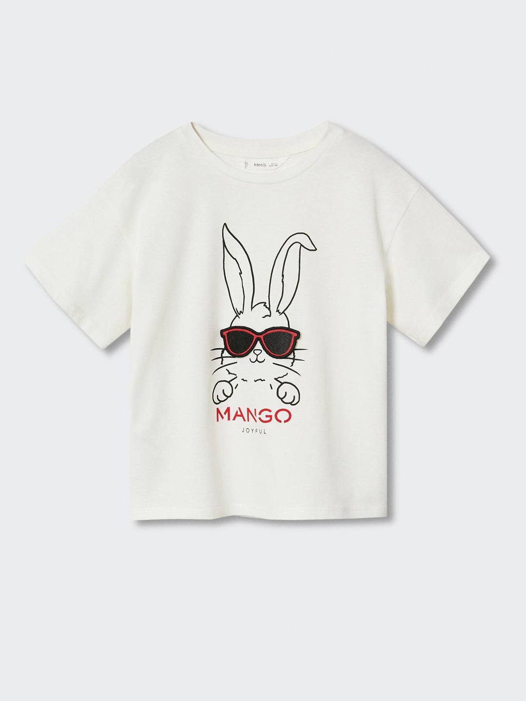 

Mango Kids Girls Pure Cotton Graphic Printed Applique T-shirt, White