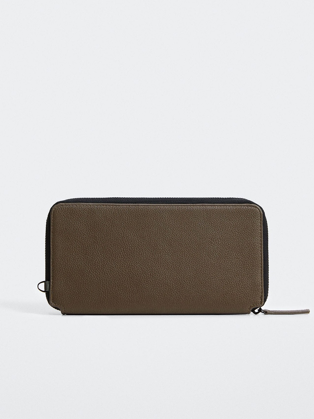 

MANGO MAN Textured Sustainable Zip Around Wallet, Brown