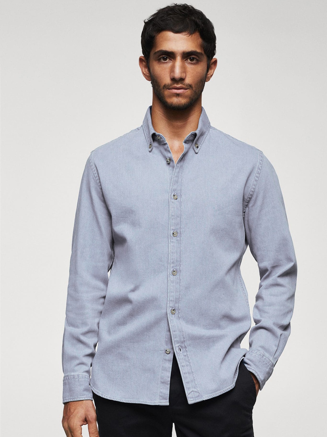 

MANGO MAN Slim Fit Sustainable Chambray Casual Shirt, Blue