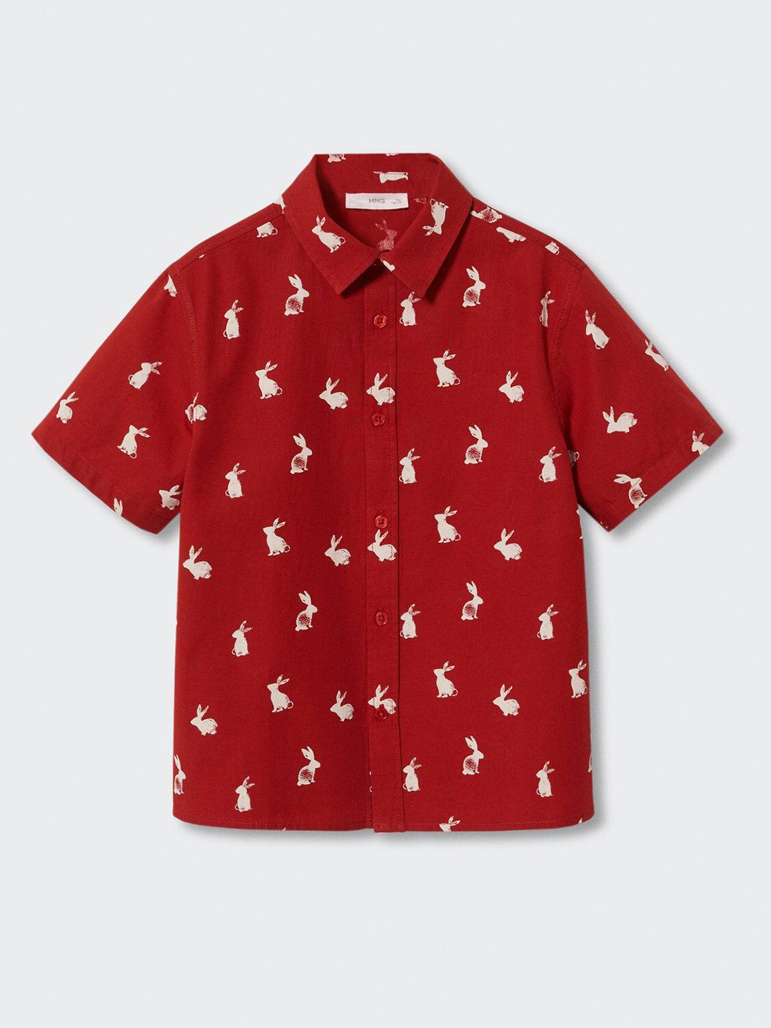 

Mango Kids Boys Rabbit Print Sustainable Pure Cotton Casual Shirt, Red