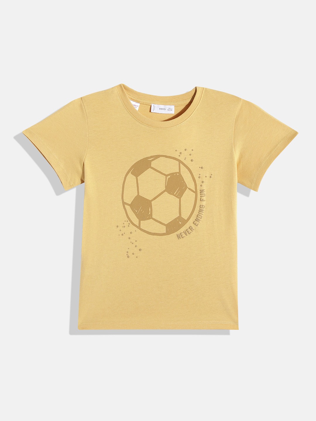

Mango Kids Boys Football Print Pure Cotton Sustainable T-shirt, Yellow