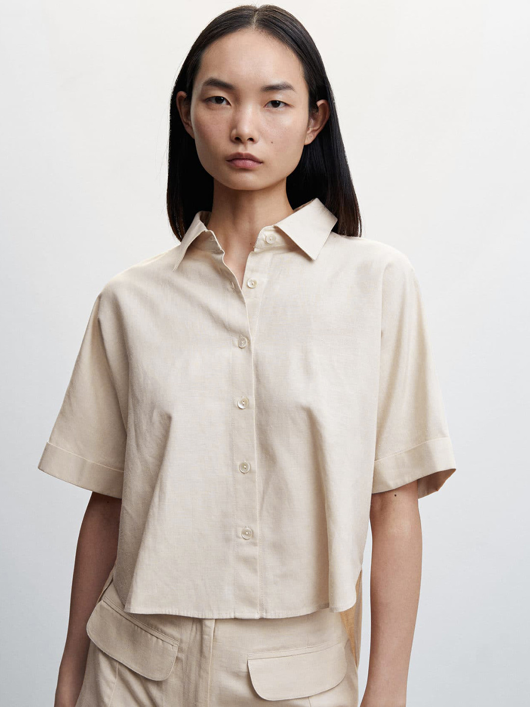 

MANGO Sustainable Casual Shirt, Cream