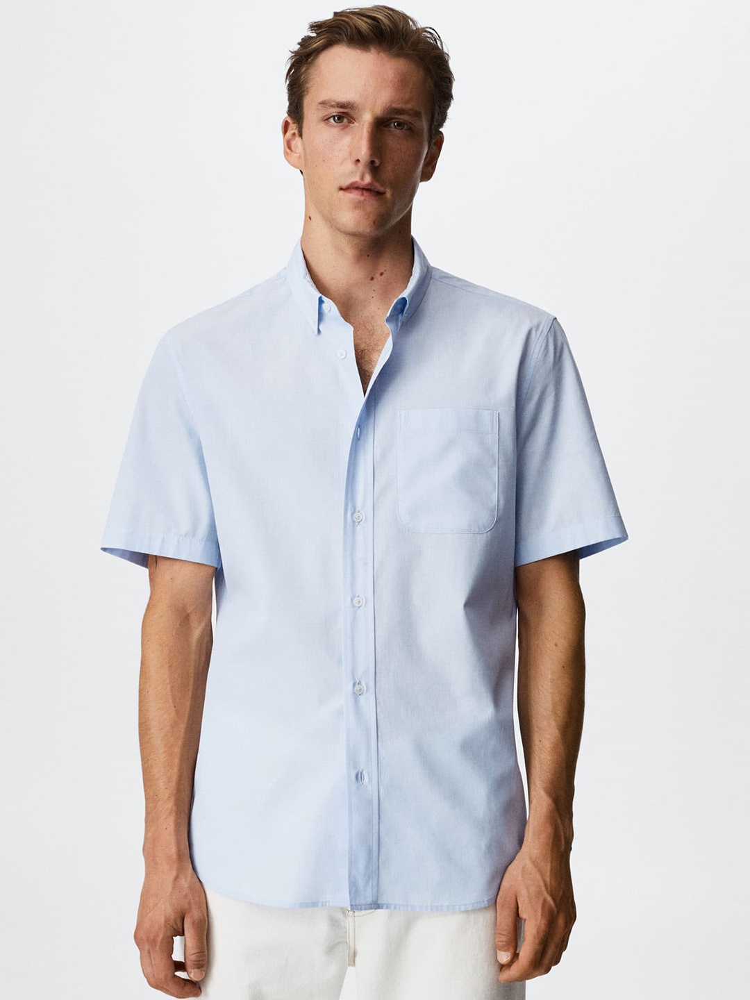 

MANGO MAN Pure Cotton Casual Shirt, Blue