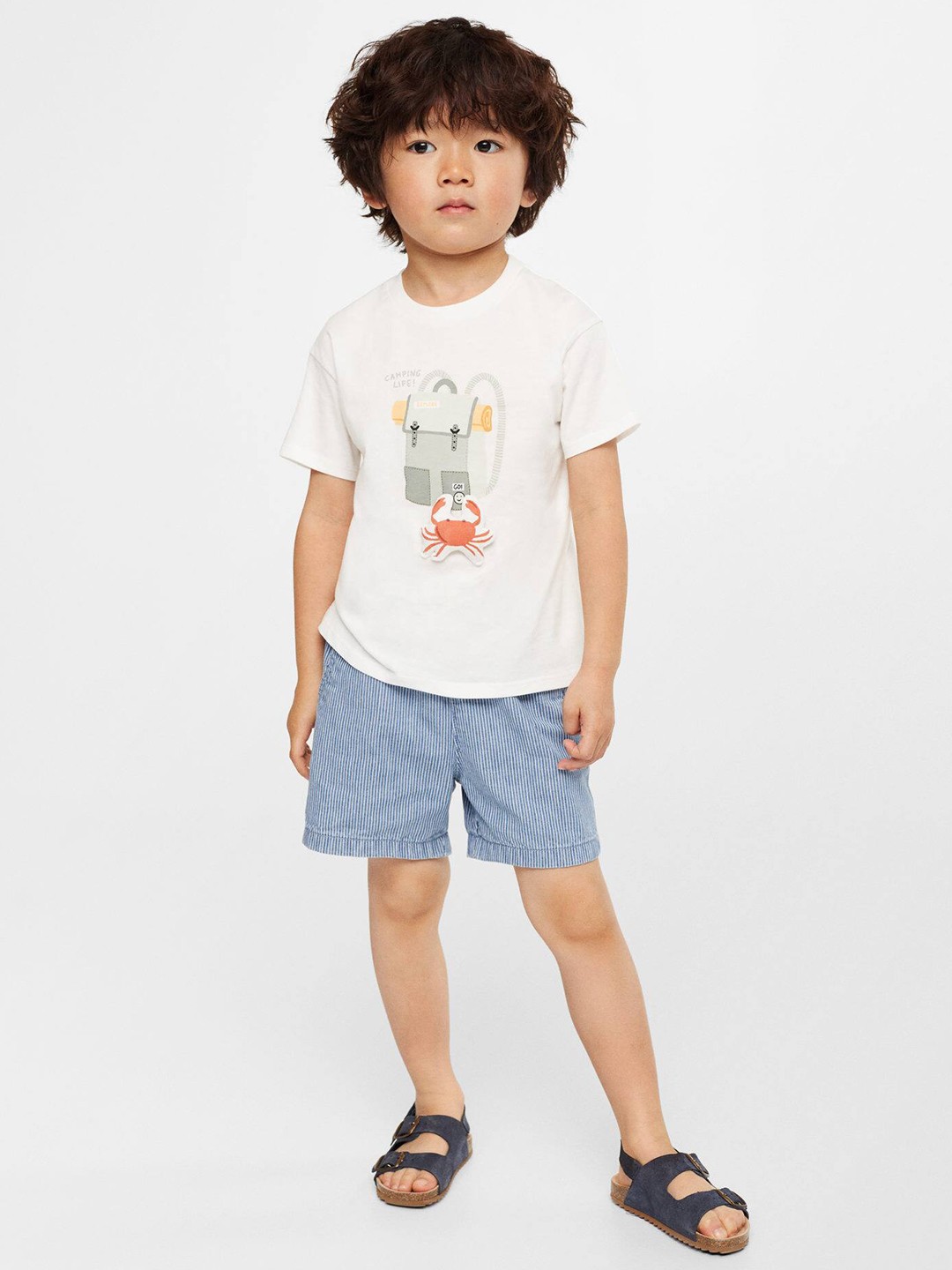 

Mango Kids Boys Graphic Printed Padded Detail Pure Cotton Sustainable T-shirt, White