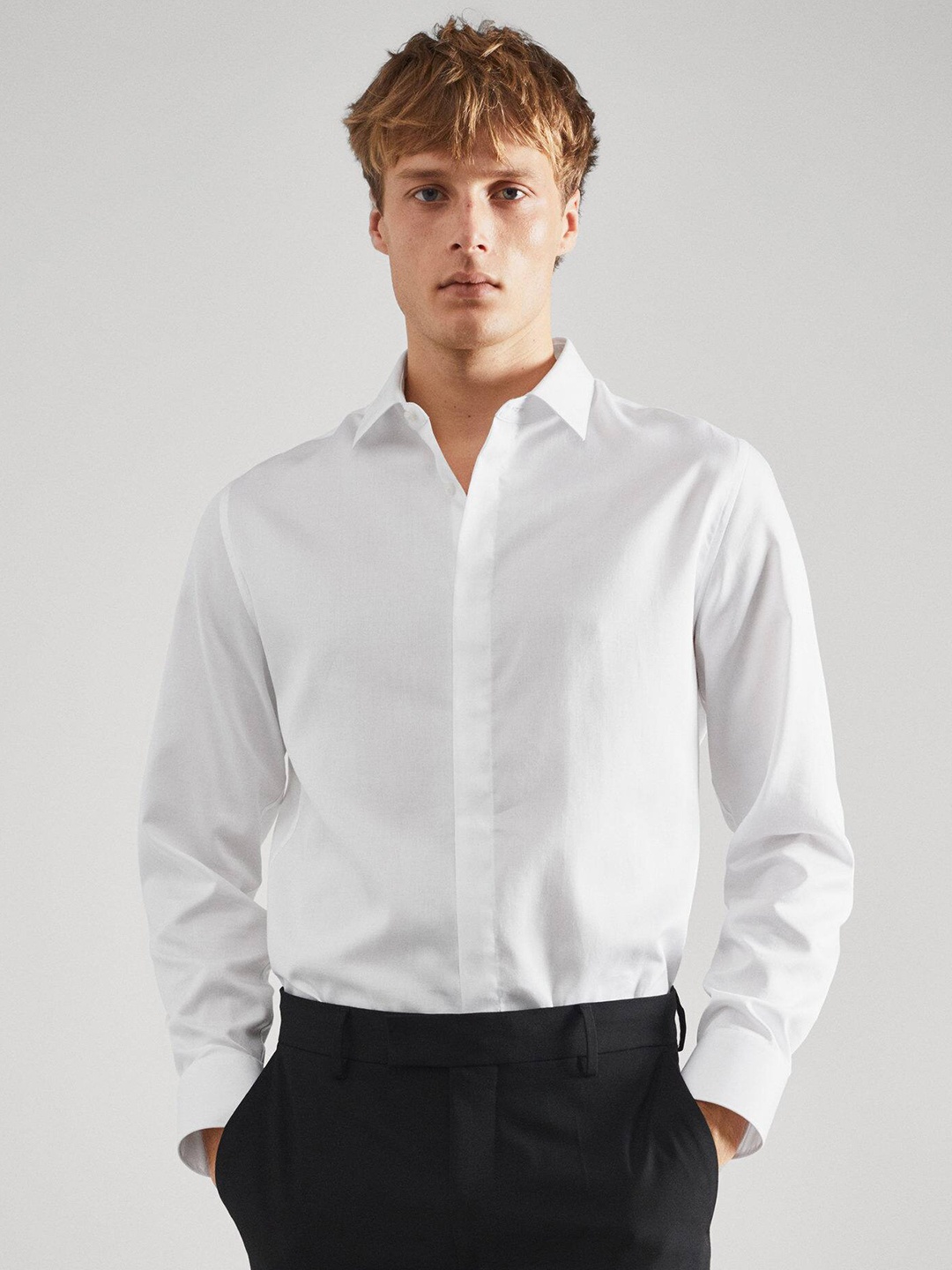 

MANGO MAN Pure Cotton Opaque Formal Shirt, White
