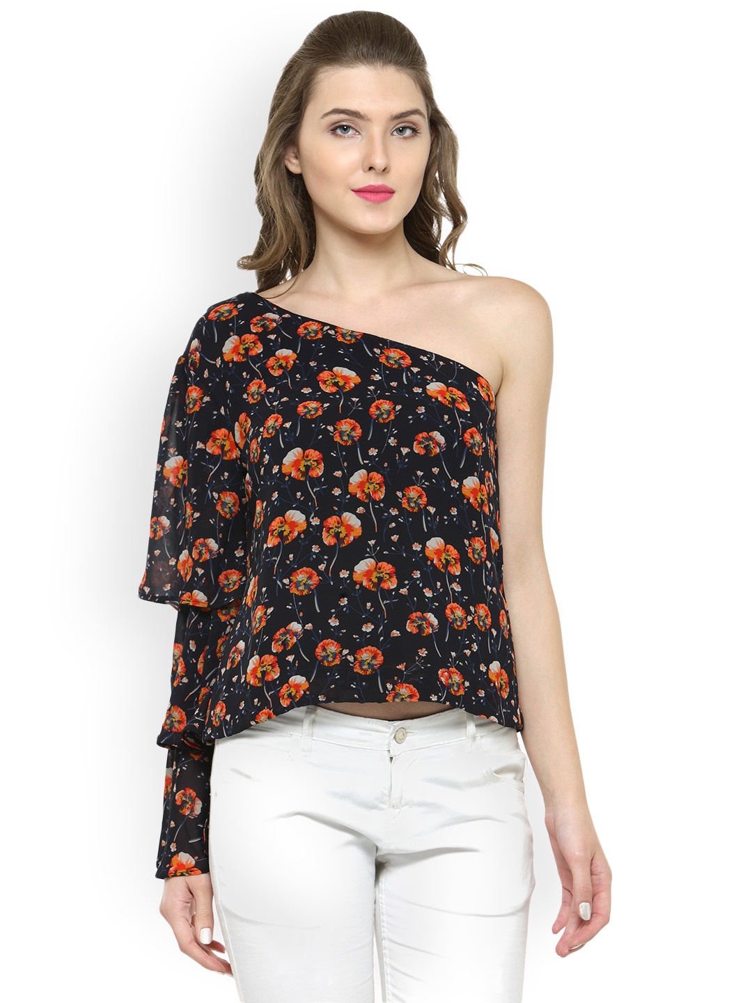 

Gipsy Women Navy Floral Print Top, Navy blue