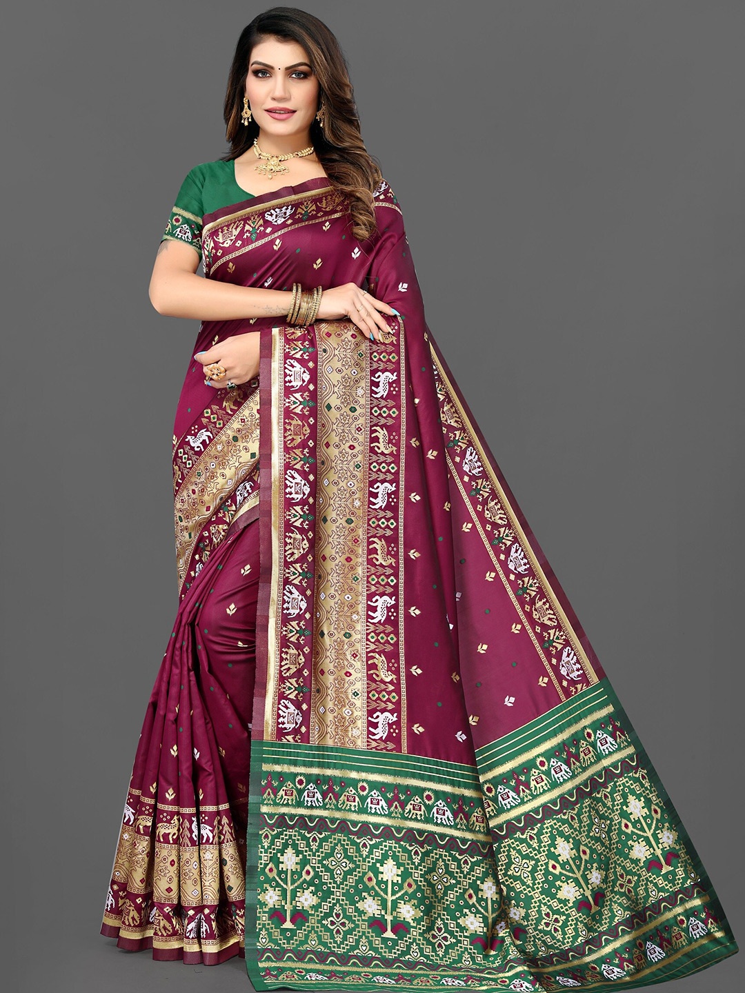 

Mitera Woven Design Zari Patola Saree, Purple
