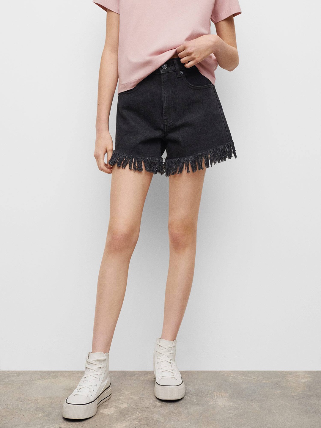 

Mango Kids Girls Pure Cotton Sustainable Denim Shorts, Black
