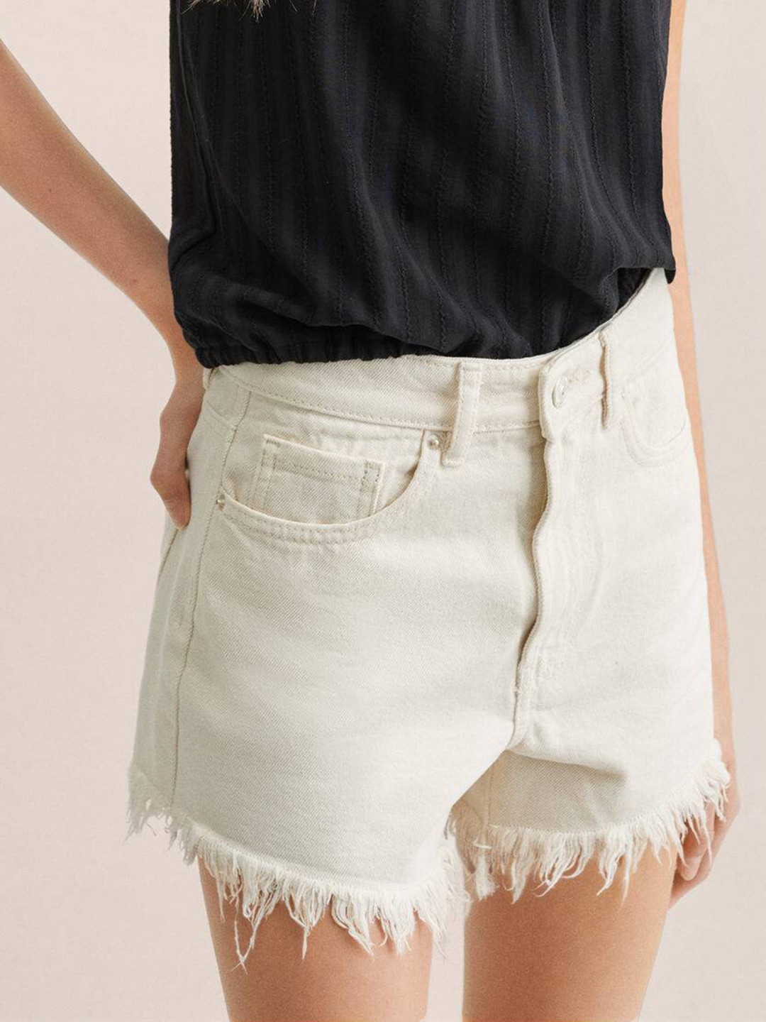 

Mango Kids Girls Pure Cotton Sustainable Denim Shorts, White