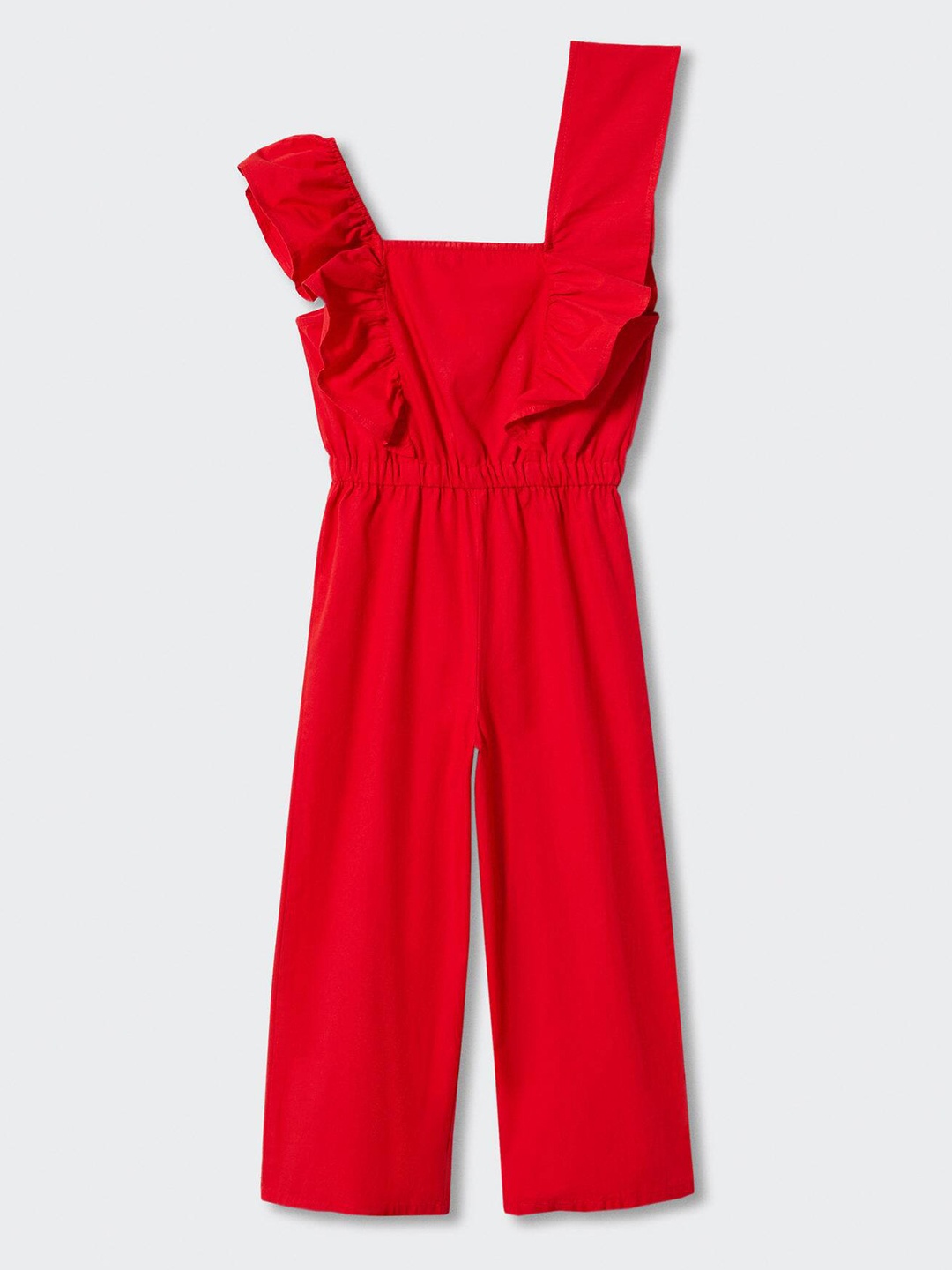 

Mango Kids Girls Sustainable Basic Jumpsuit with Ruffled Detail, Red