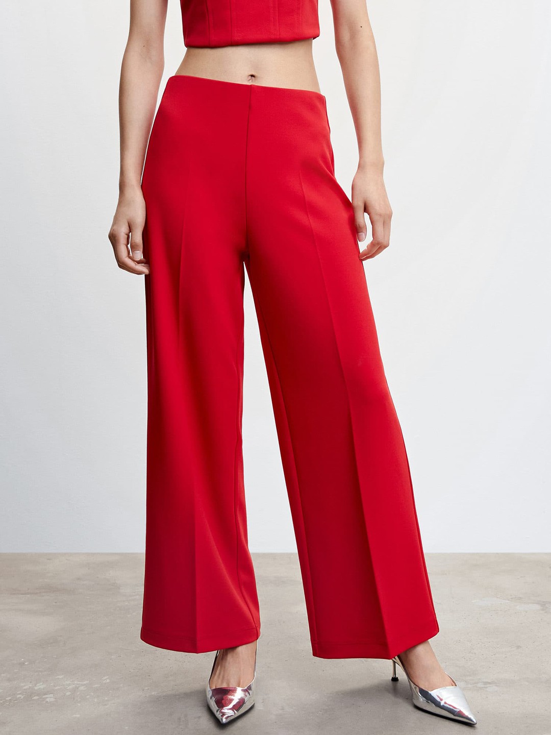 

MANGO Women Flared Trousers, Red