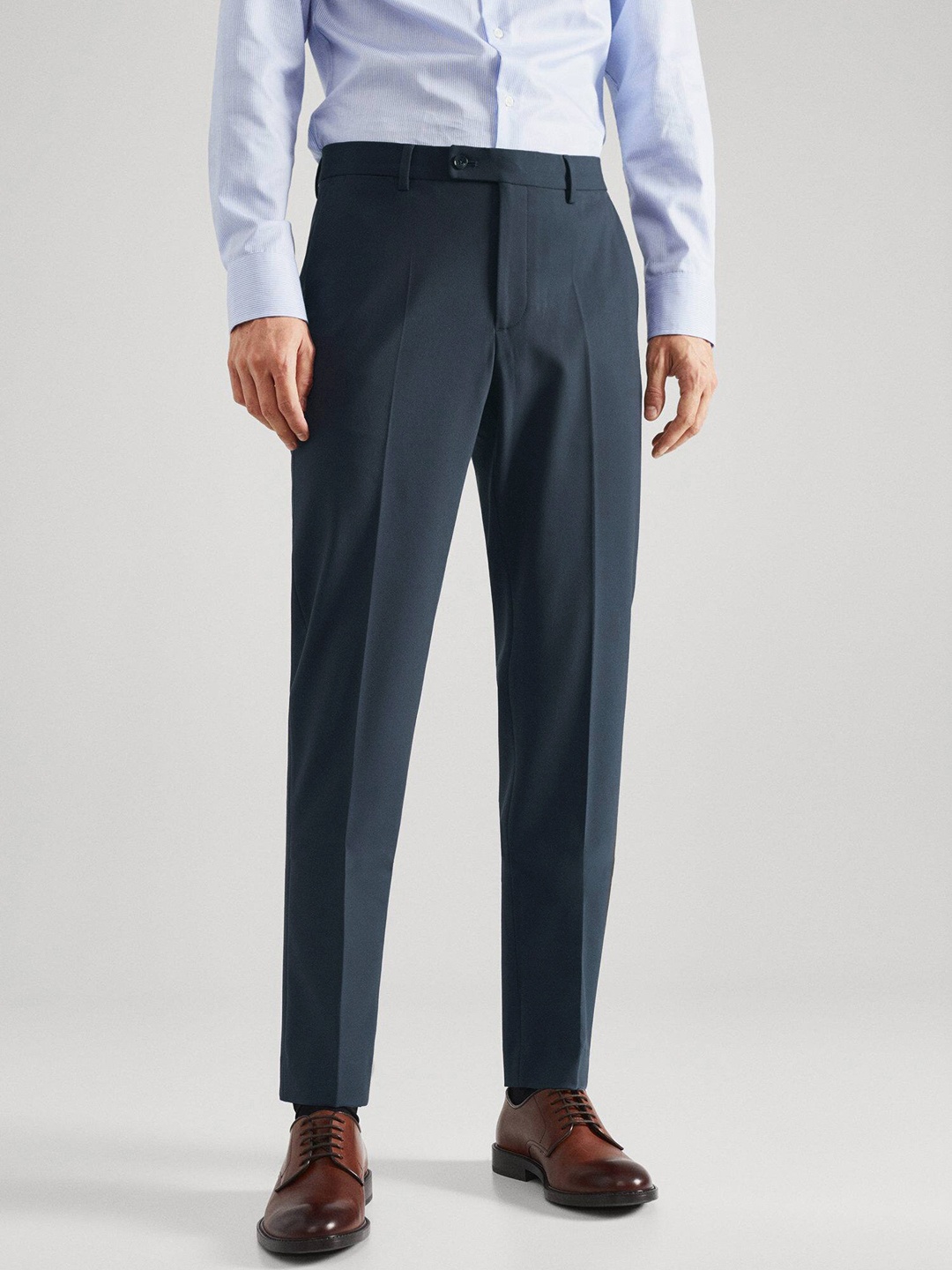 

MANGO MAN Slim Fit Formal Trousers, Navy blue