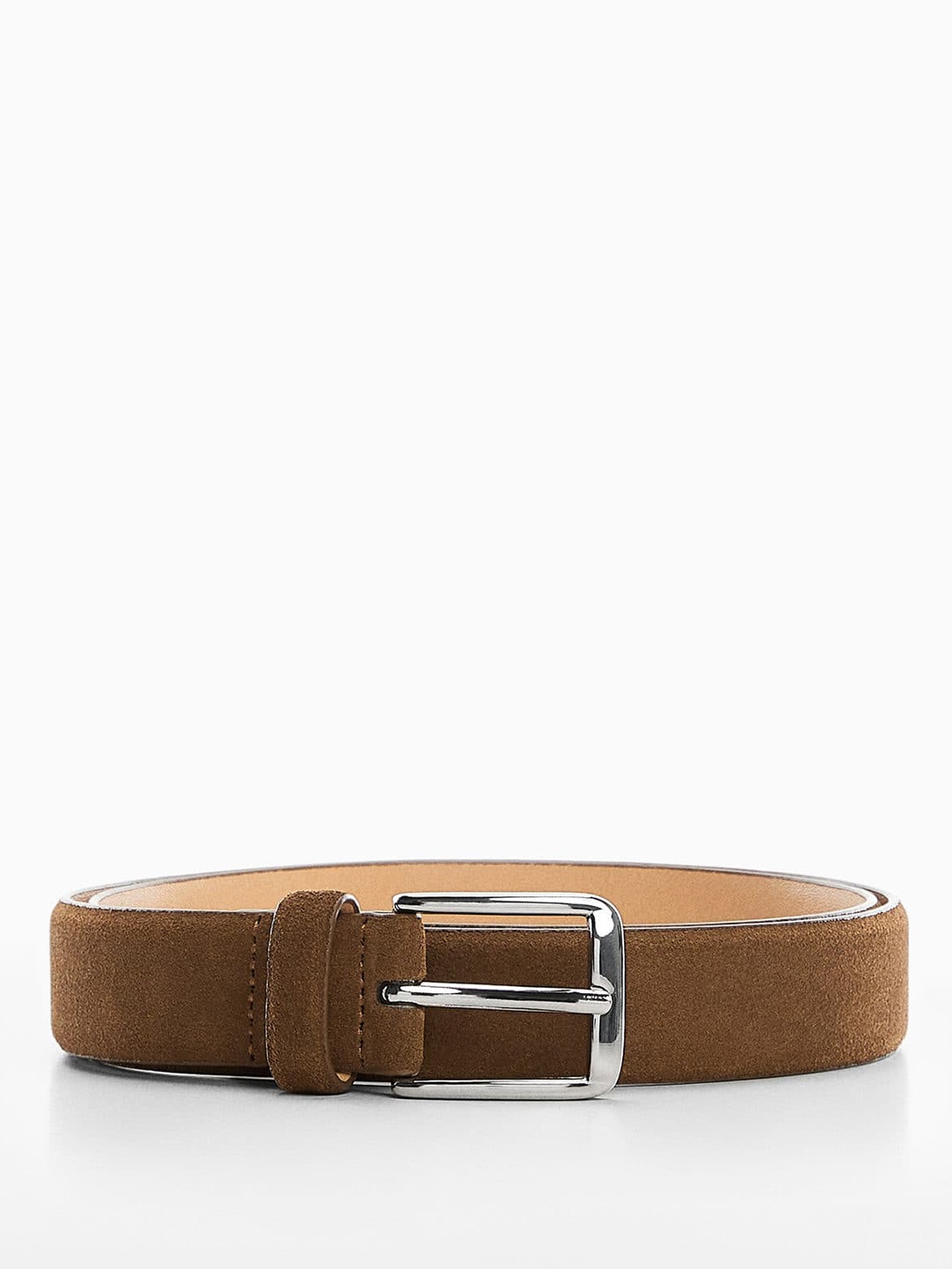 

MANGO MAN Suede Slim Belt, Brown