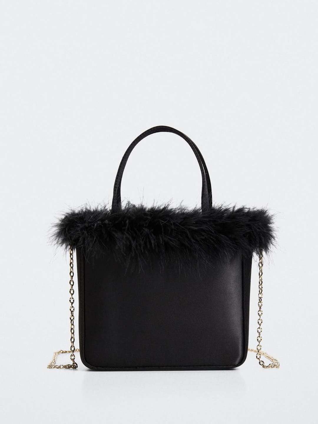 

MANGO Fur Detail Structured Sling Bag, Black