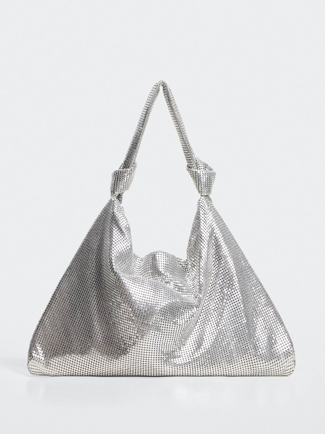 

MANGO Textured Structured Shoulder Bag, Silver
