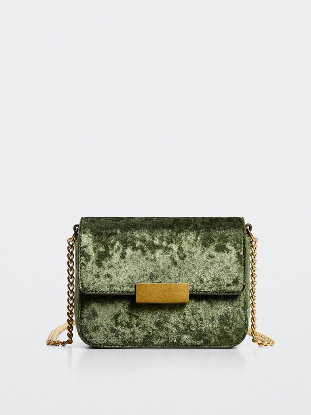 

MANGO Velvet Structured Sling Bag, Green