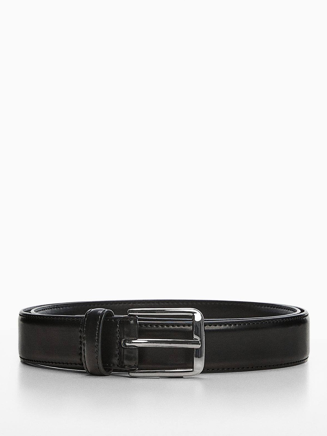 

MANGO MAN Sustainable Leather Slim Belt, Black