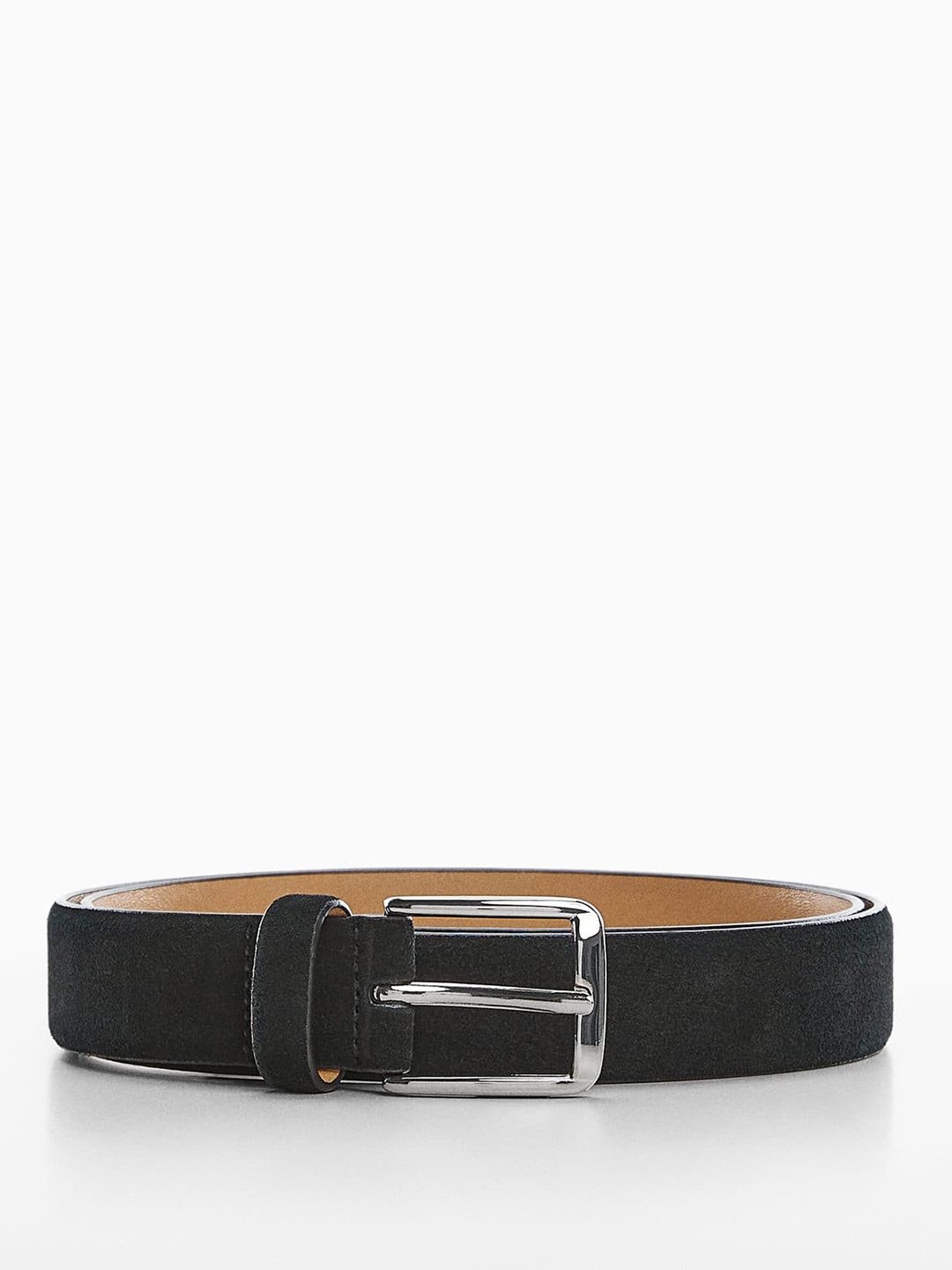 

MANGO MAN Suede Slim Belt, Black