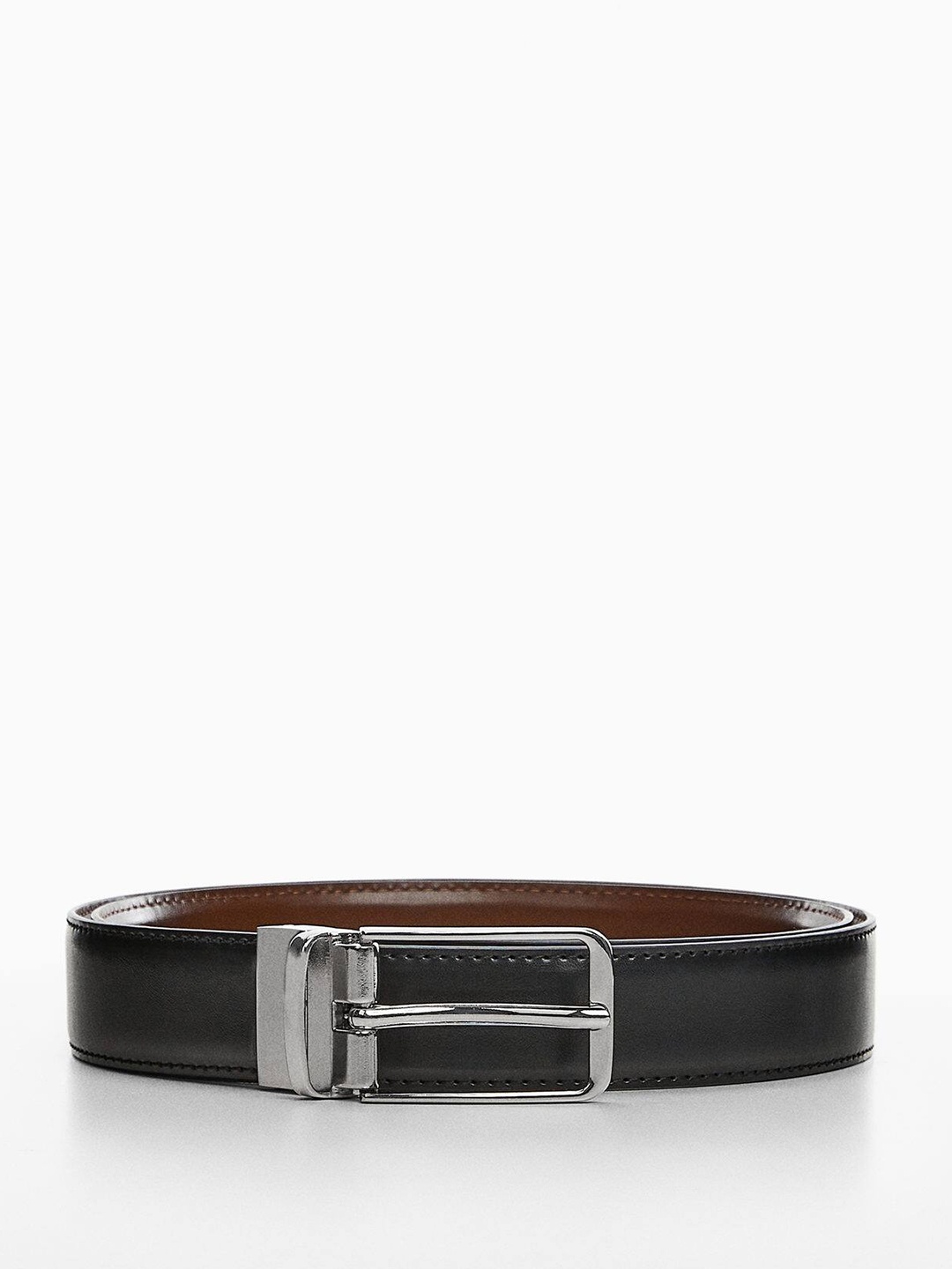 

MANGO MAN Leather Slim Belt, Black