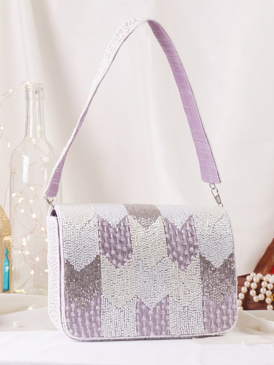 

Swisni Embellished Foldover Clutch, Purple