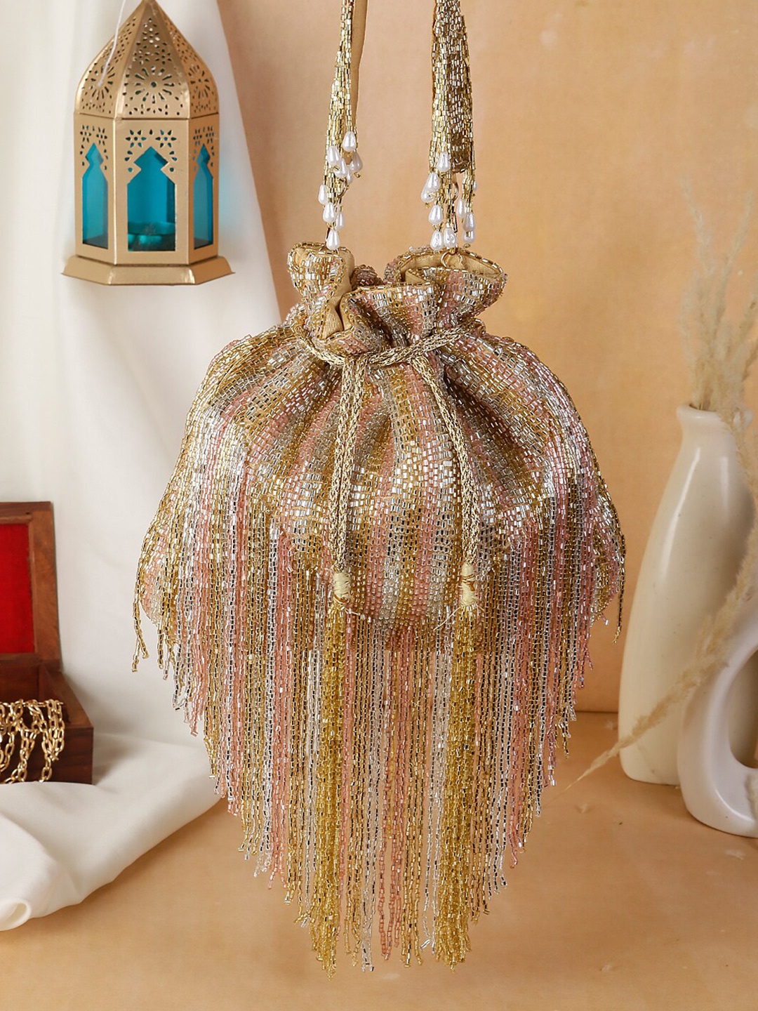 

Swisni Embellished Potli Clutch, Gold
